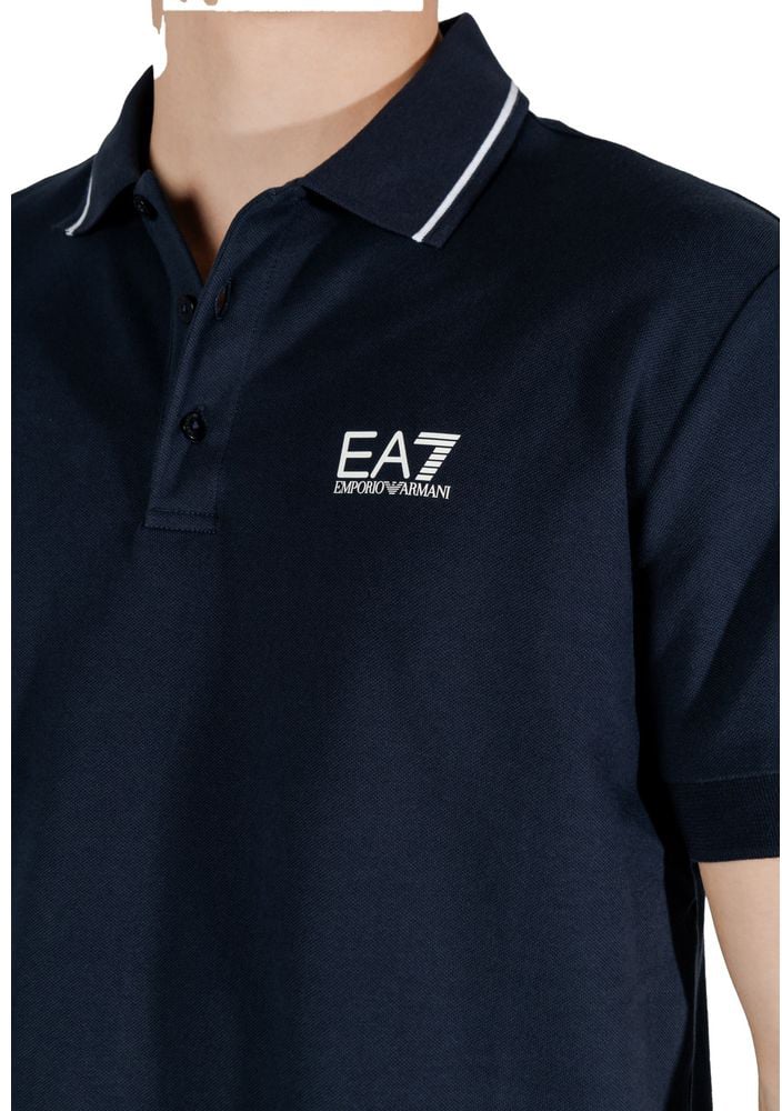 EA7 Emporio Armani Blue Cotton Polo Shirt