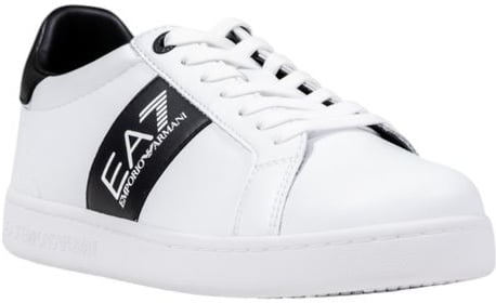 EA7 Emporio Armani Black And White Leather Low Top Sneakers