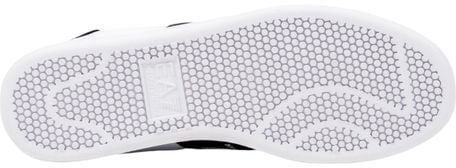 EA7 Emporio Armani Black And White Leather Low Top Sneakers
