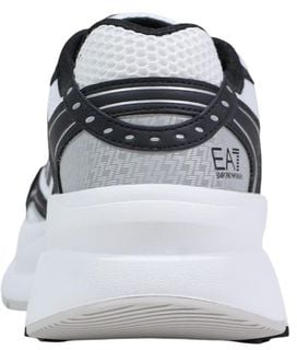 EA7 Emporio Armani Black And White Polyester Athletic Sneakers