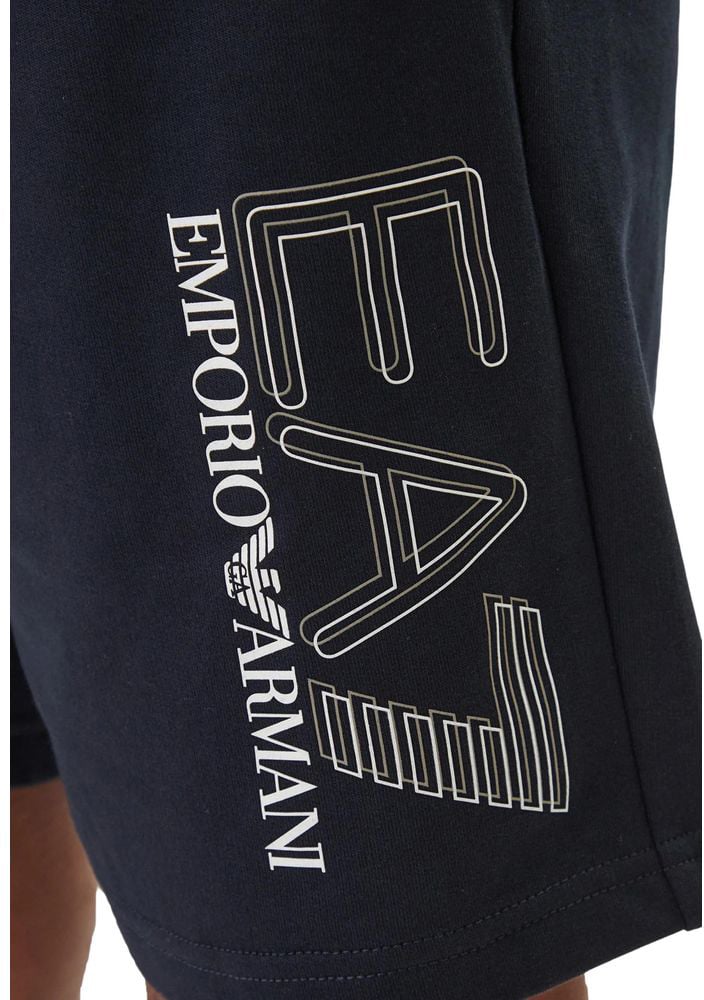 EA7 Emporio Armani Blue Cotton Bermuda Shorts