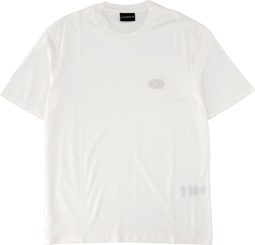 T-shirt in Jersey Misto Lyocell con Ricamo Logo EA