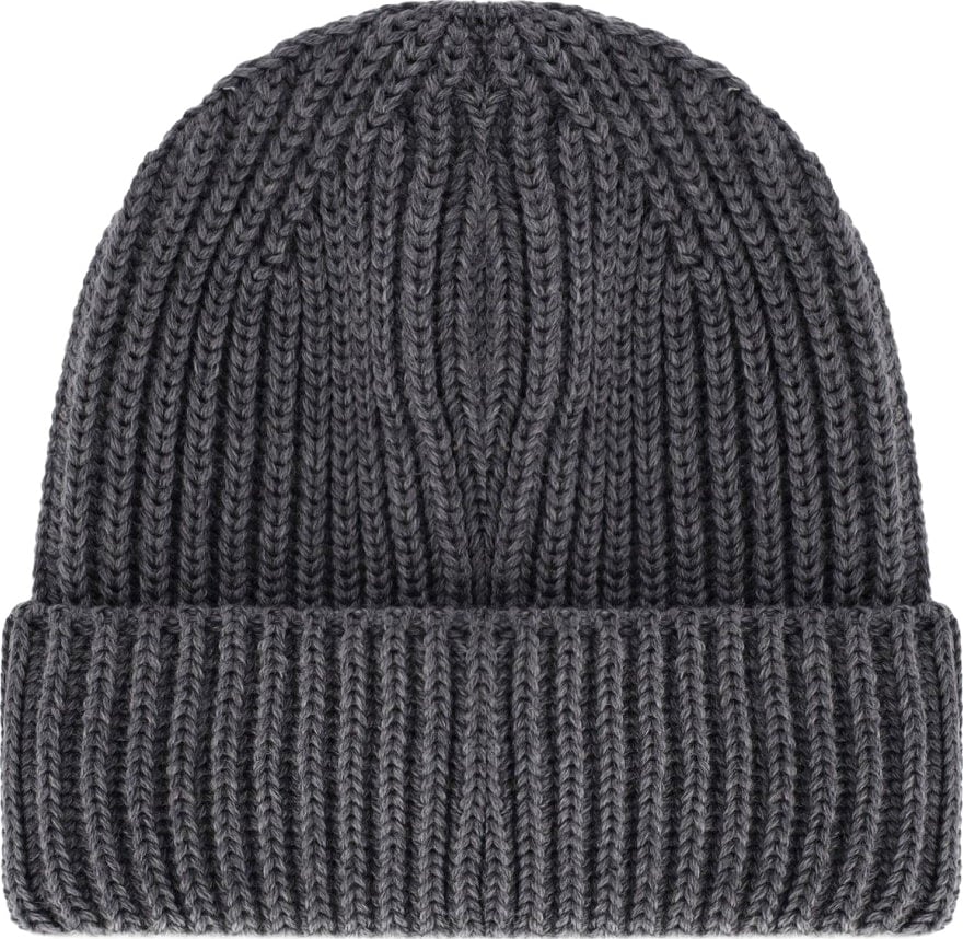 EMPORIO ARMANI DARK GREY RIBBED BEANIE