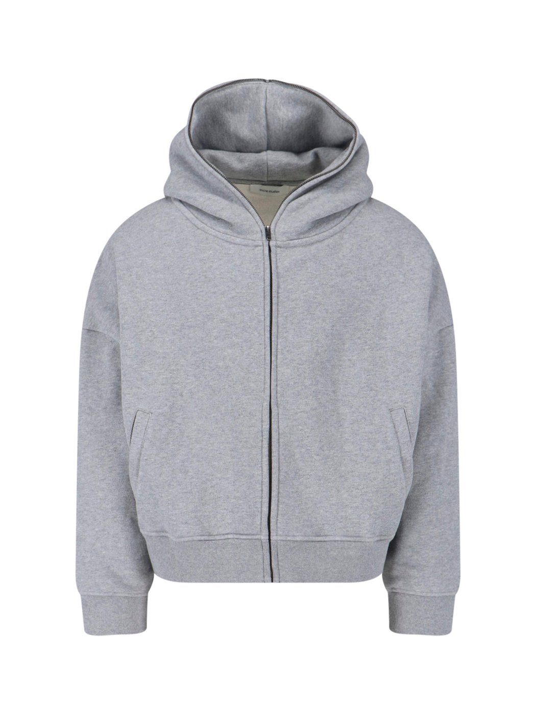 Grey Cropped Roomy Hood Zip-Up Hoodie