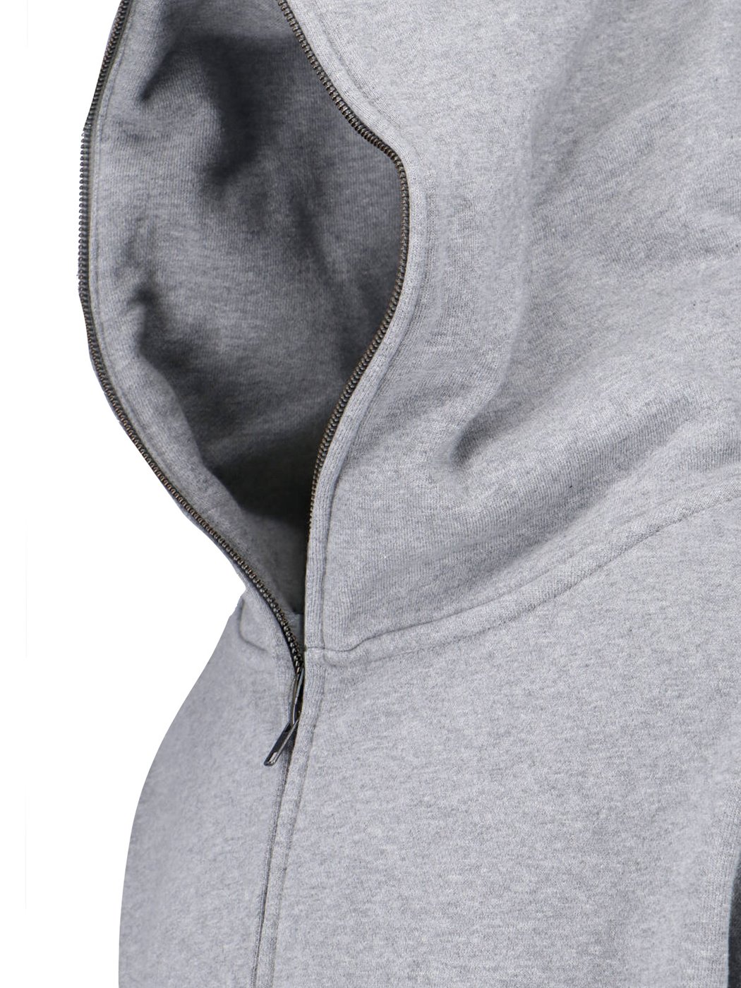 Grey Cropped Roomy Hood Zip-Up Hoodie