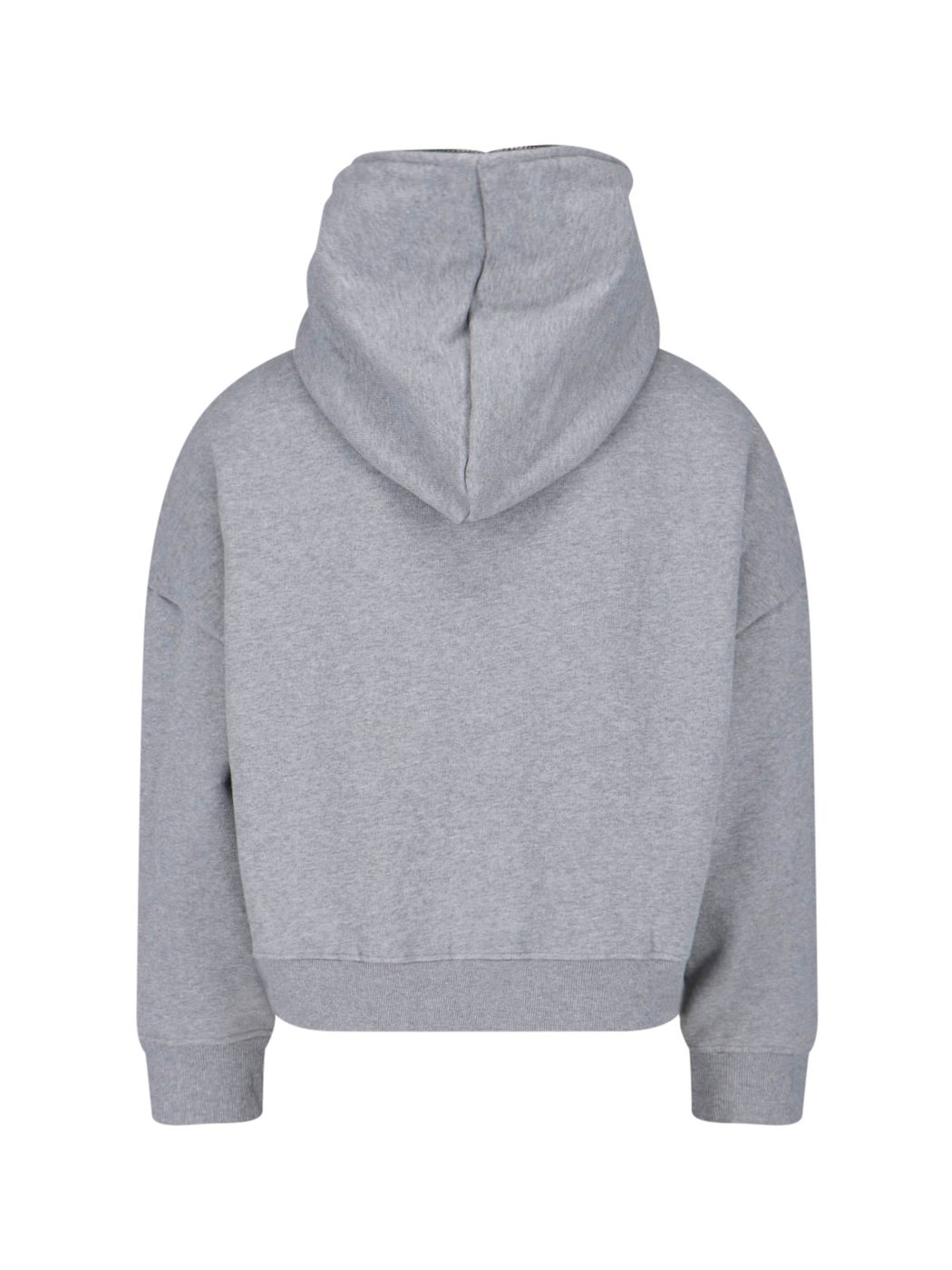 Grey Cropped Roomy Hood Zip-Up Hoodie