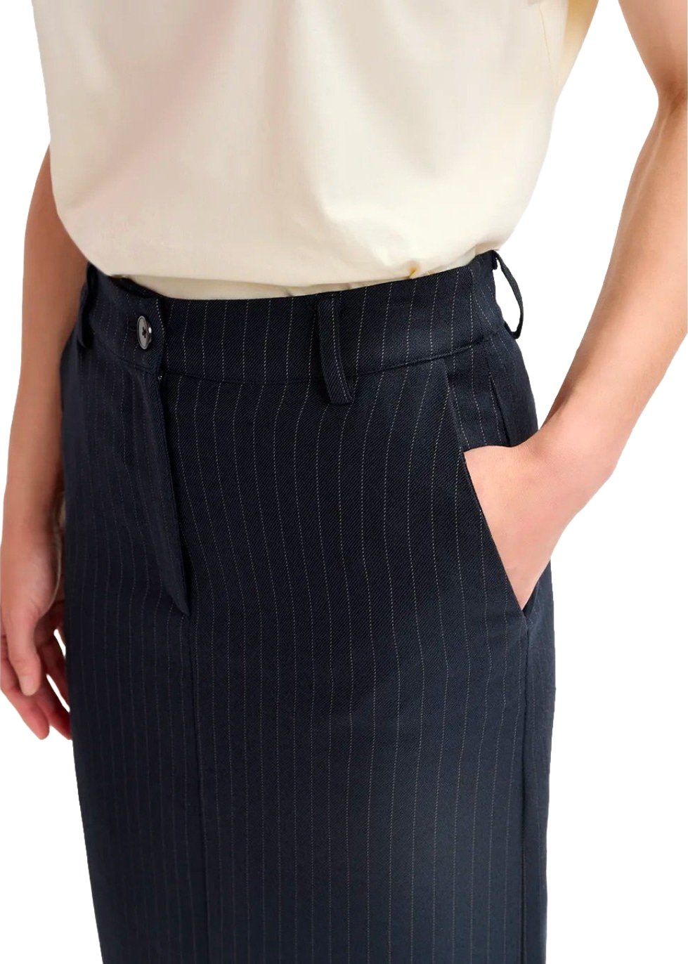 ESSENTIEL ANTWERP GLOSSARY NAVY BLUE MIDI SKIRT