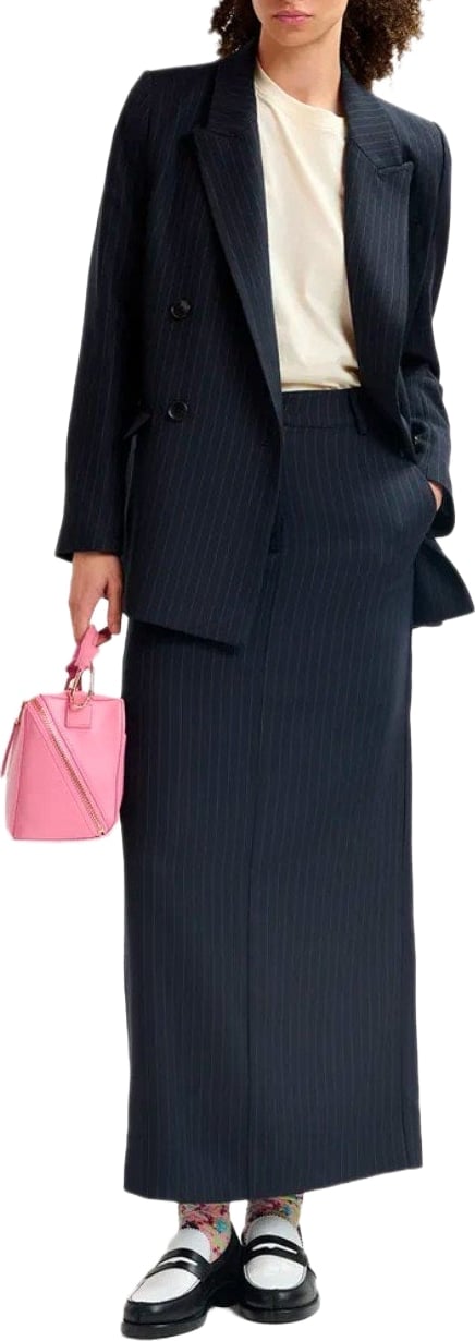 ESSENTIEL ANTWERP GLOSSARY NAVY BLUE MIDI SKIRT
