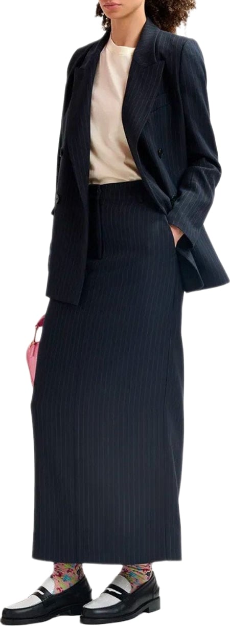 ESSENTIEL ANTWERP GLOSSARY NAVY BLUE MIDI SKIRT