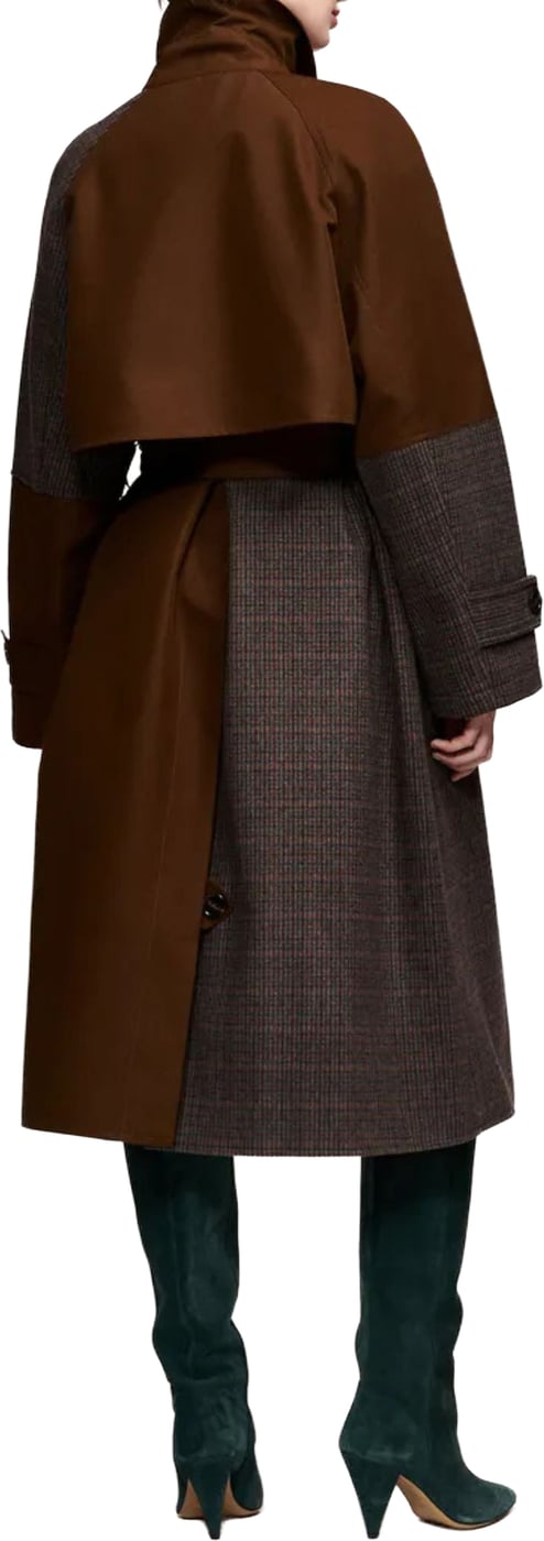 Essentiel Antwerp Patchwork Trench Coat Trenchcoats Bruin Kagu