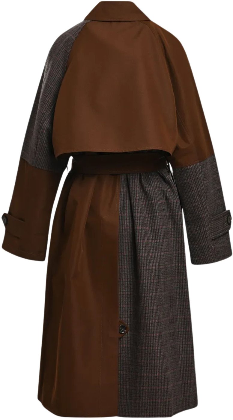 Essentiel Antwerp Patchwork Trench Coat Trenchcoats Bruin Kagu