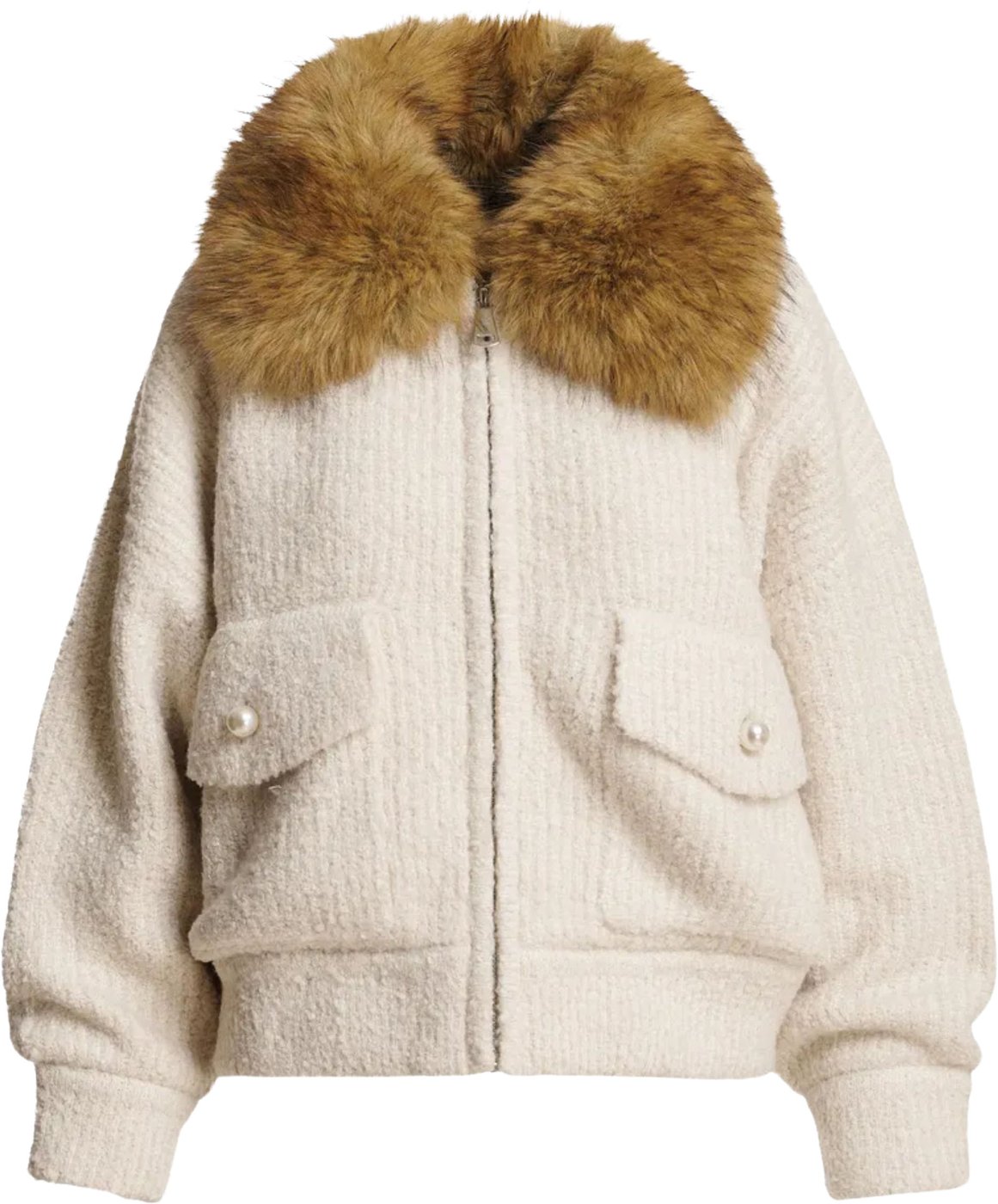 Essentiel Antwerp Knitted Jacket With Fur Jackets Off White Kanada