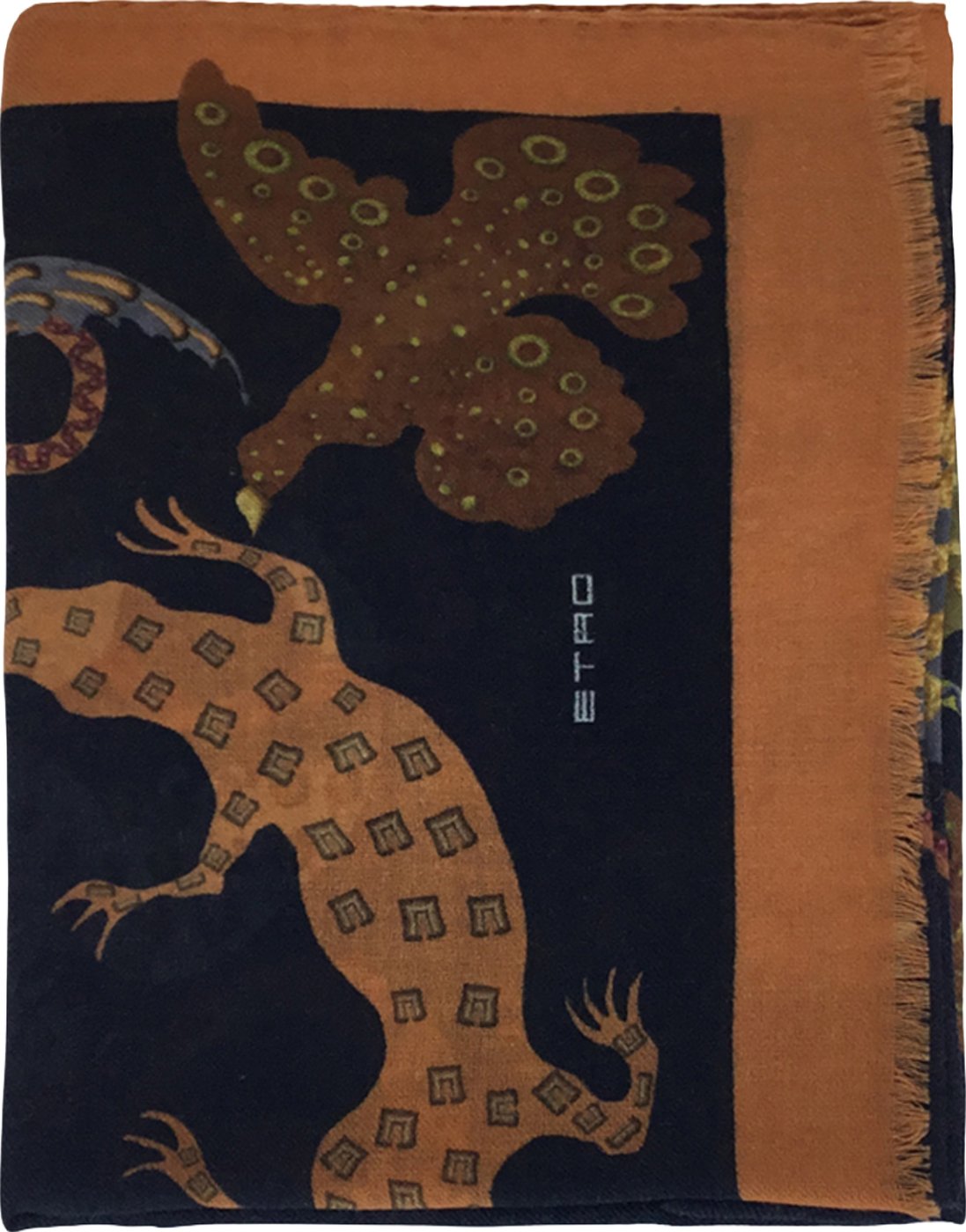 Printed scarf in wool and cashmere