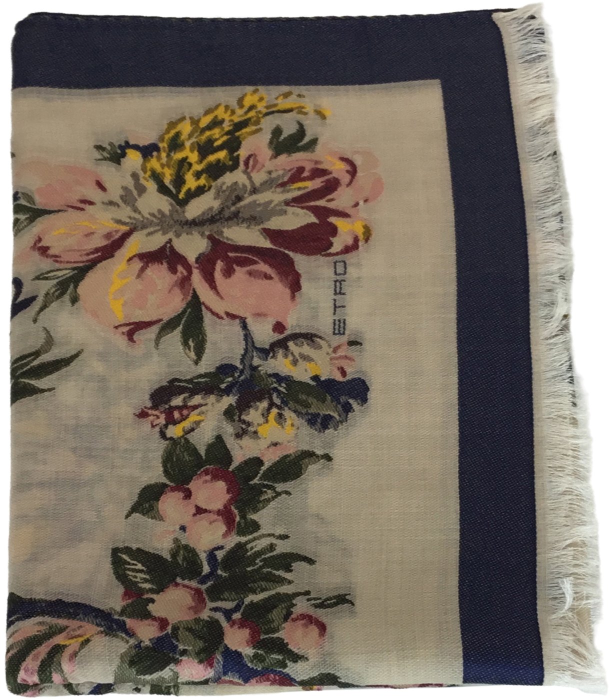 Wool and silk scarf with floral pattern