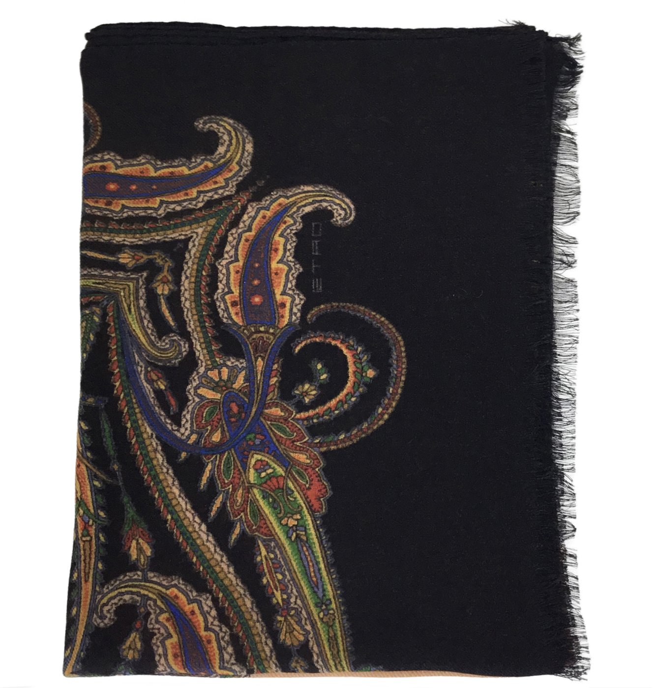 Scarf in wool and cashmere with paisley pattern