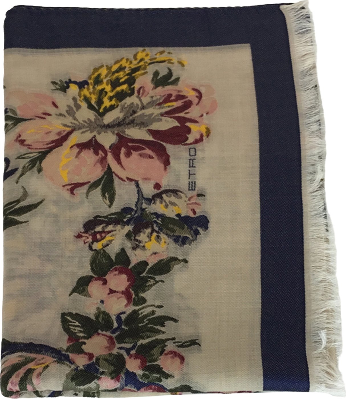 Wool and silk scarf with floral pattern