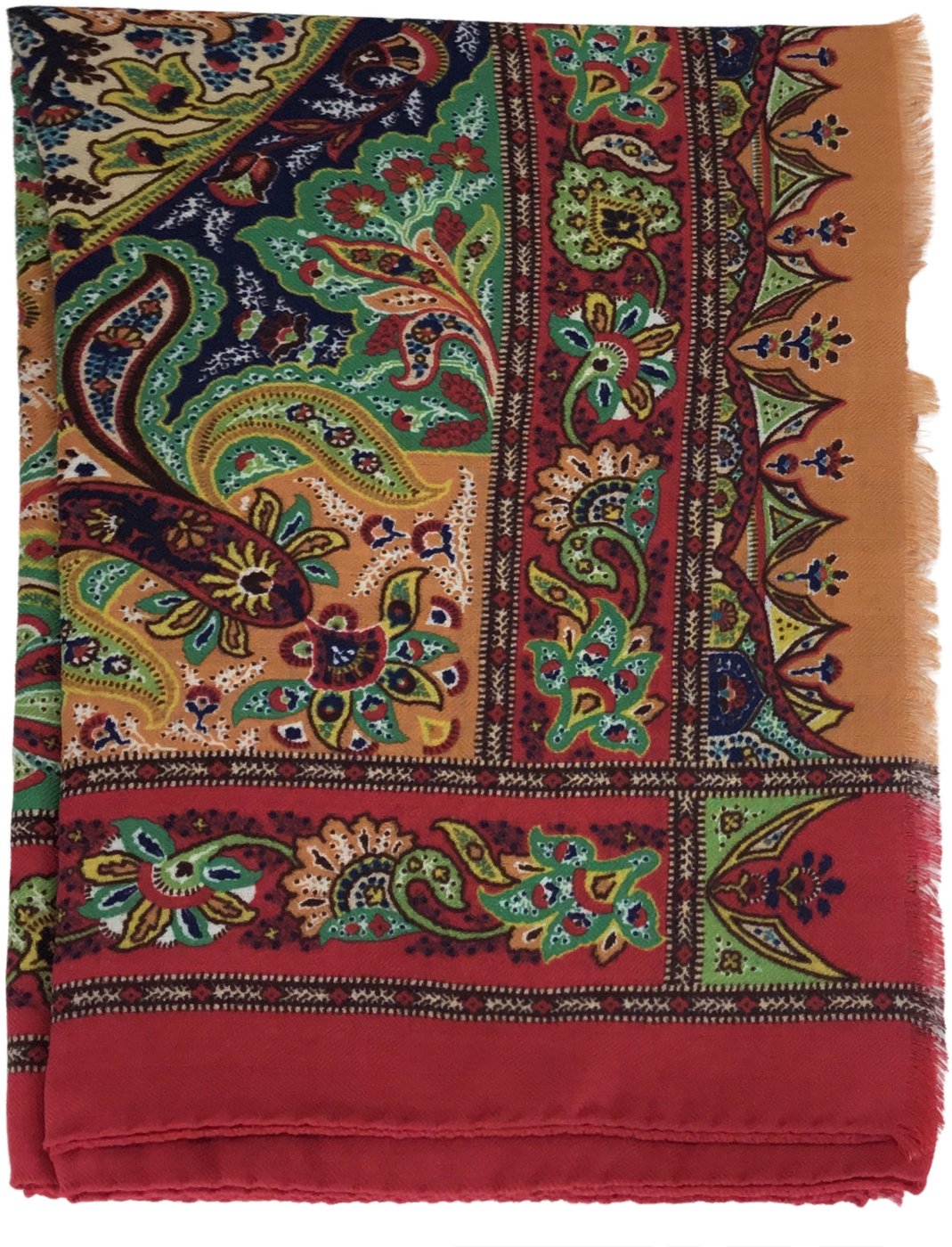 Cashmere, silk, and wool scarf with paisley pattern