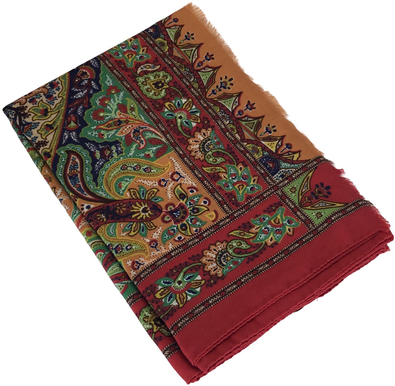 Cashmere, silk, and wool scarf with paisley pattern
