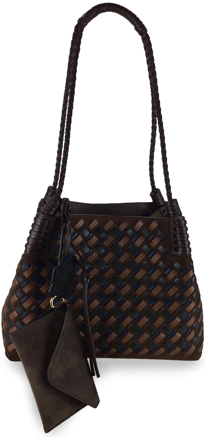 Tote Bag Libra Small in leather and suede woven