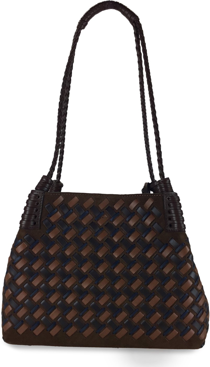 Tote Bag Libra Small in leather and suede woven