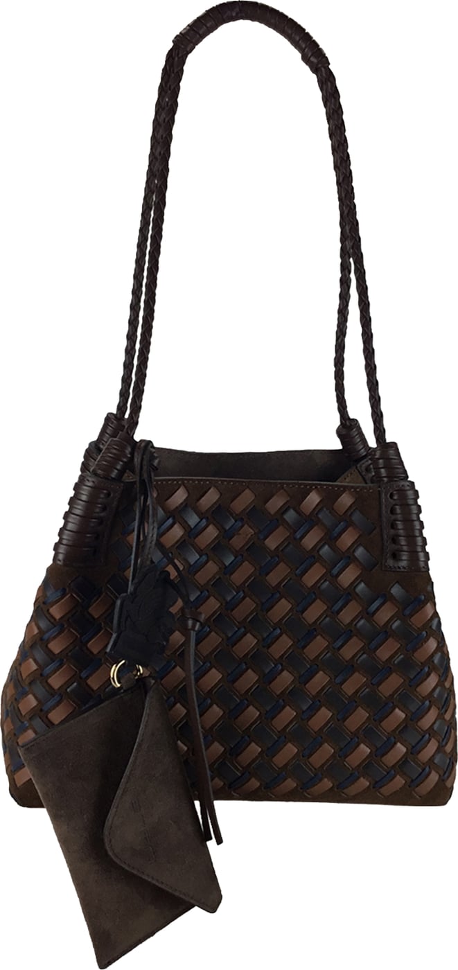 Tote Bag Libra Small in leather and suede woven