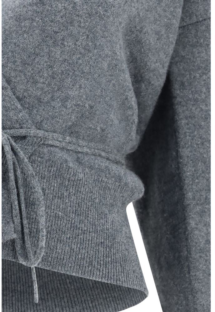 Grey Ella Ballerina V-Neck Cashmere Wrap Cardigan
