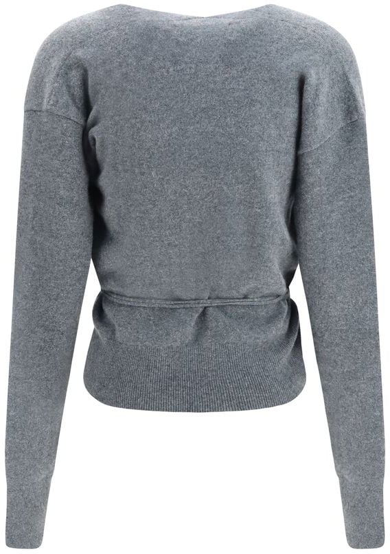 Grey Ella Ballerina V-Neck Cashmere Wrap Cardigan