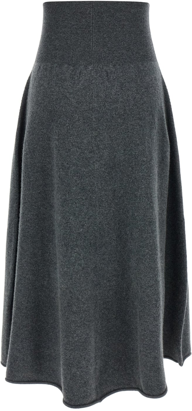 Grey Ease High-Waist Stretch Cashmere Knit Midi Skirt