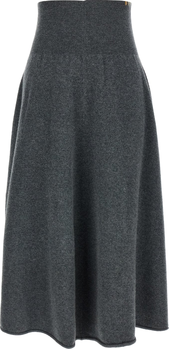 Grey Ease High-Waist Stretch Cashmere Knit Midi Skirt