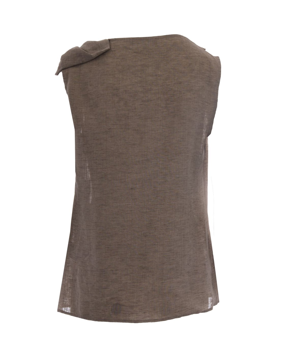 Sleeveless Linen Top with Draped Knot Detail and Subtle Zip Accent