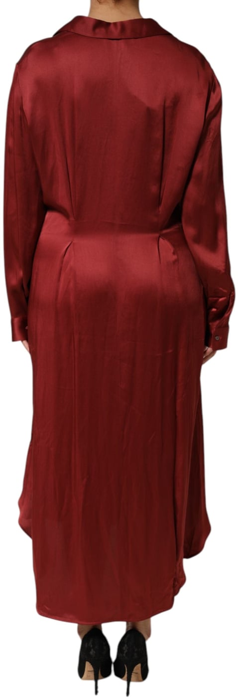 Fabiana Filippi Burgundy Acetate Viscose Satin Long Dress