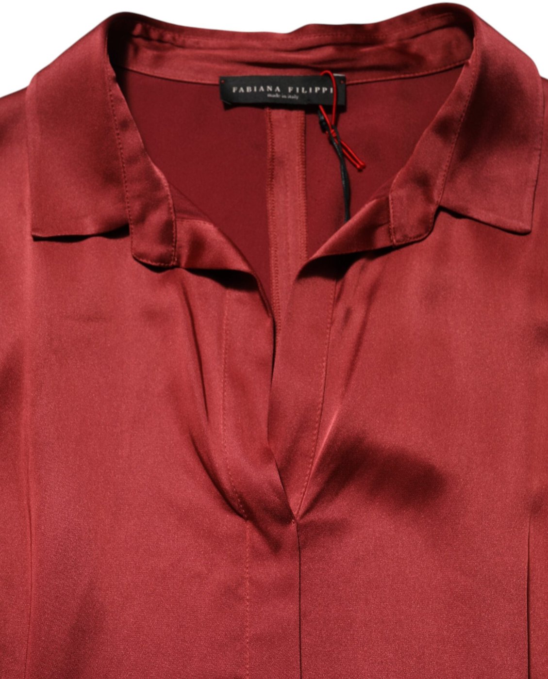Fabiana Filippi Burgundy Acetate Viscose Satin Long Dress