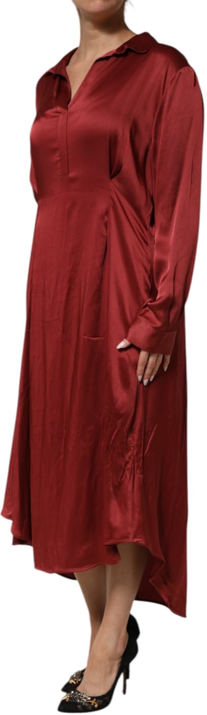 Fabiana Filippi Burgundy Acetate Viscose Satin Long Dress