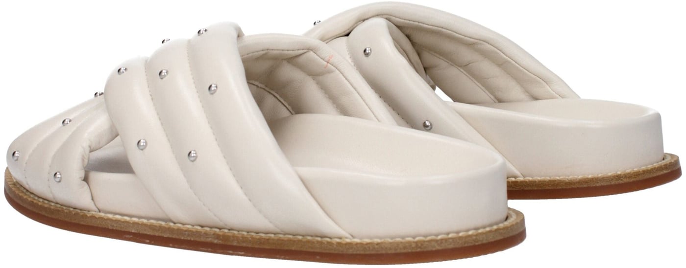 Fabiana Filippi Beige Leather Slippers