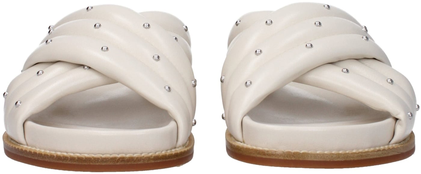 Fabiana Filippi Beige Leather Slippers