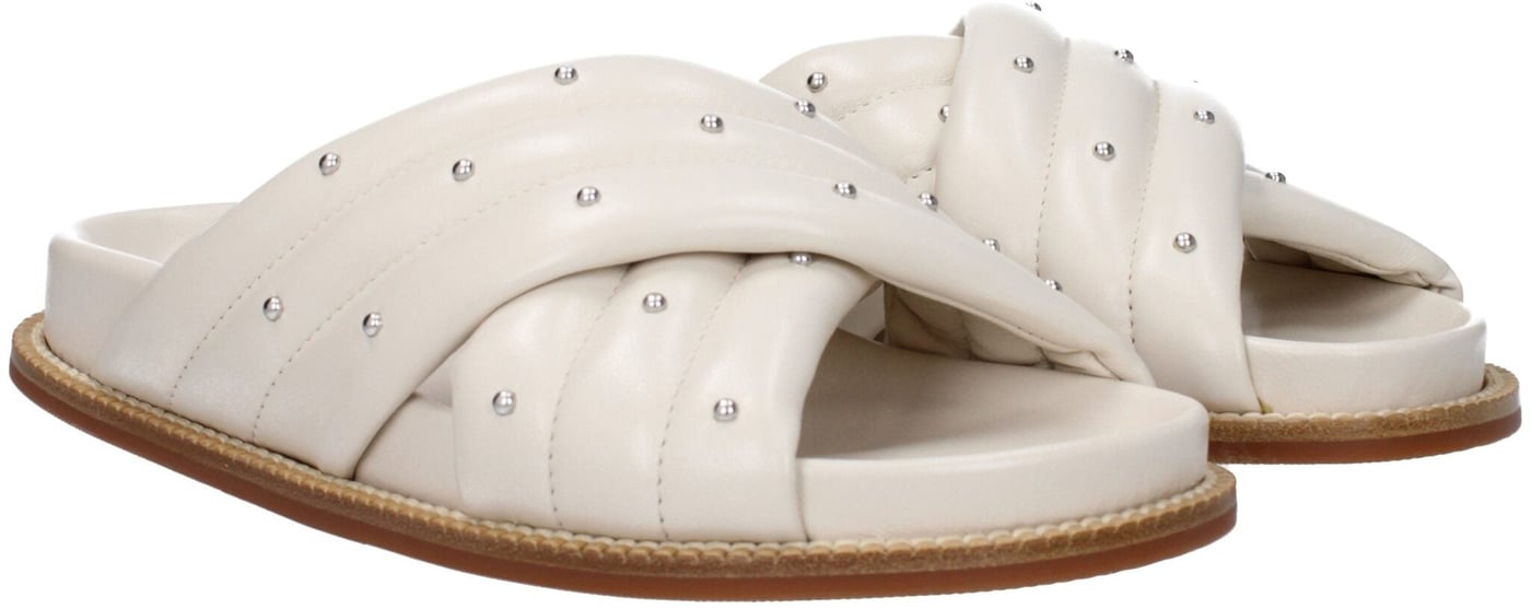 Fabiana Filippi Beige Leather Slippers