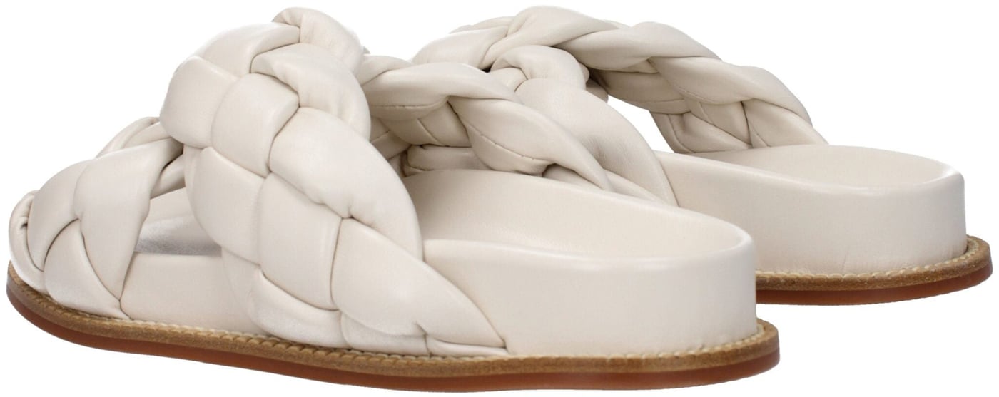 Fabiana Filippi Beige Leather Slippers