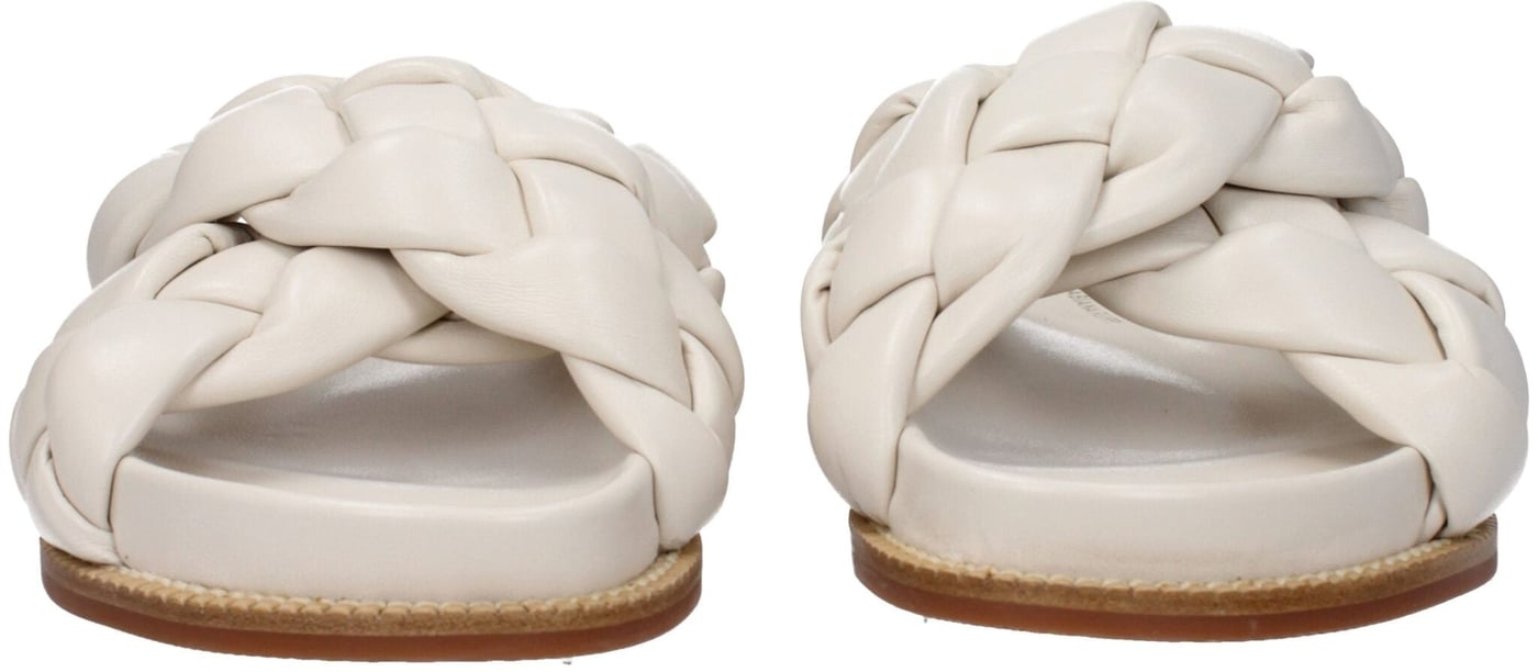 Fabiana Filippi Beige Leather Slippers