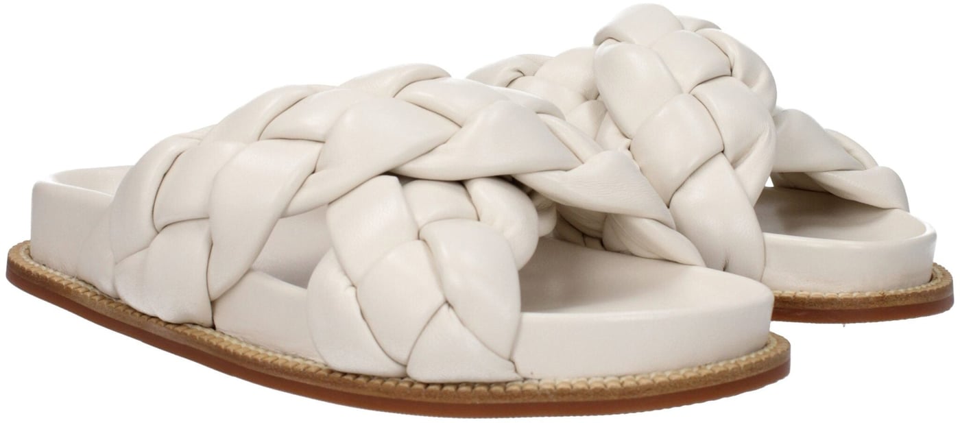 Fabiana Filippi Beige Leather Slippers