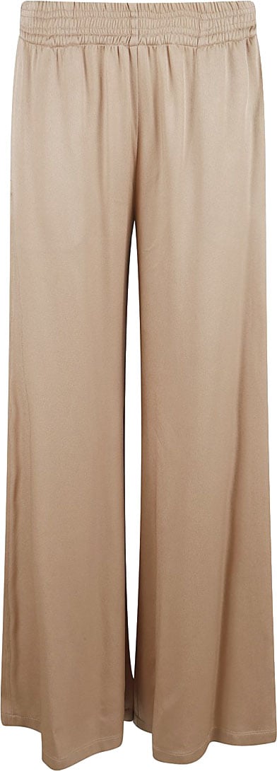 Beige Wide-Leg Trousers With Elasticated Waist