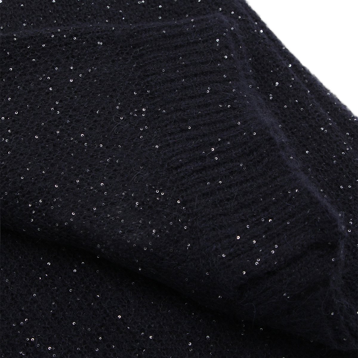 Knitted Dark Blue Scarf with Subtle Shimmer