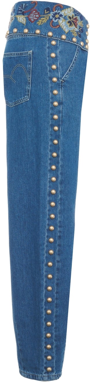 Jeans with embroidery and stud details