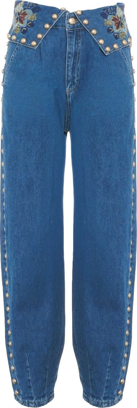 Jeans with embroidery and stud details