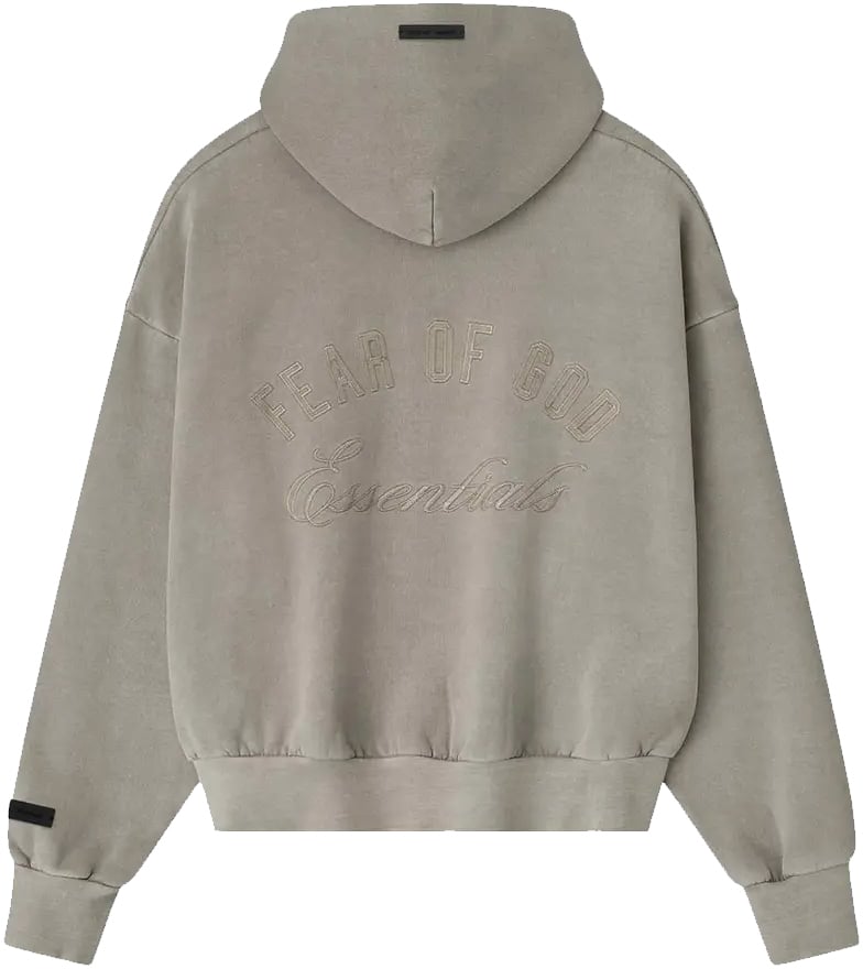Fear of God Essentials Embroidered Classic Full Zip Hoodie 'Smoke Grey'