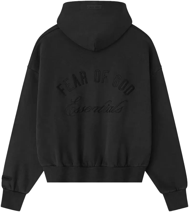 Fear of God Essentials Embroidered Classic Full Zip Hoodie 'Vintage Black'