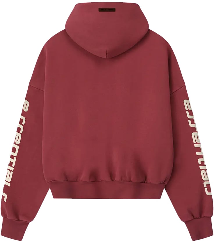 Fear of God Essentials Cropped Relaxed Hoodie 'Crimson'