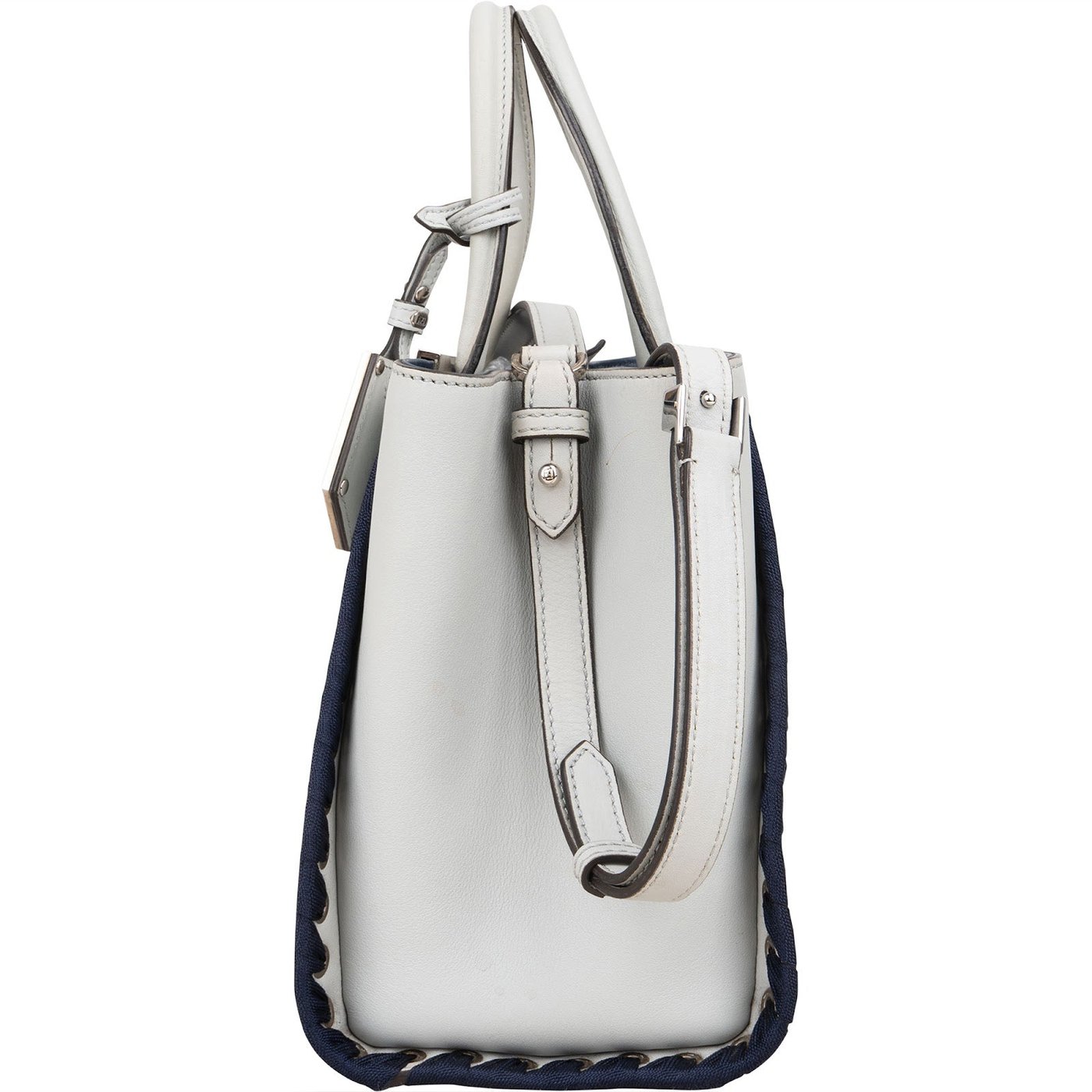 Fendi Light Blue Leather Whipstitch 2Jours Mini Handbag