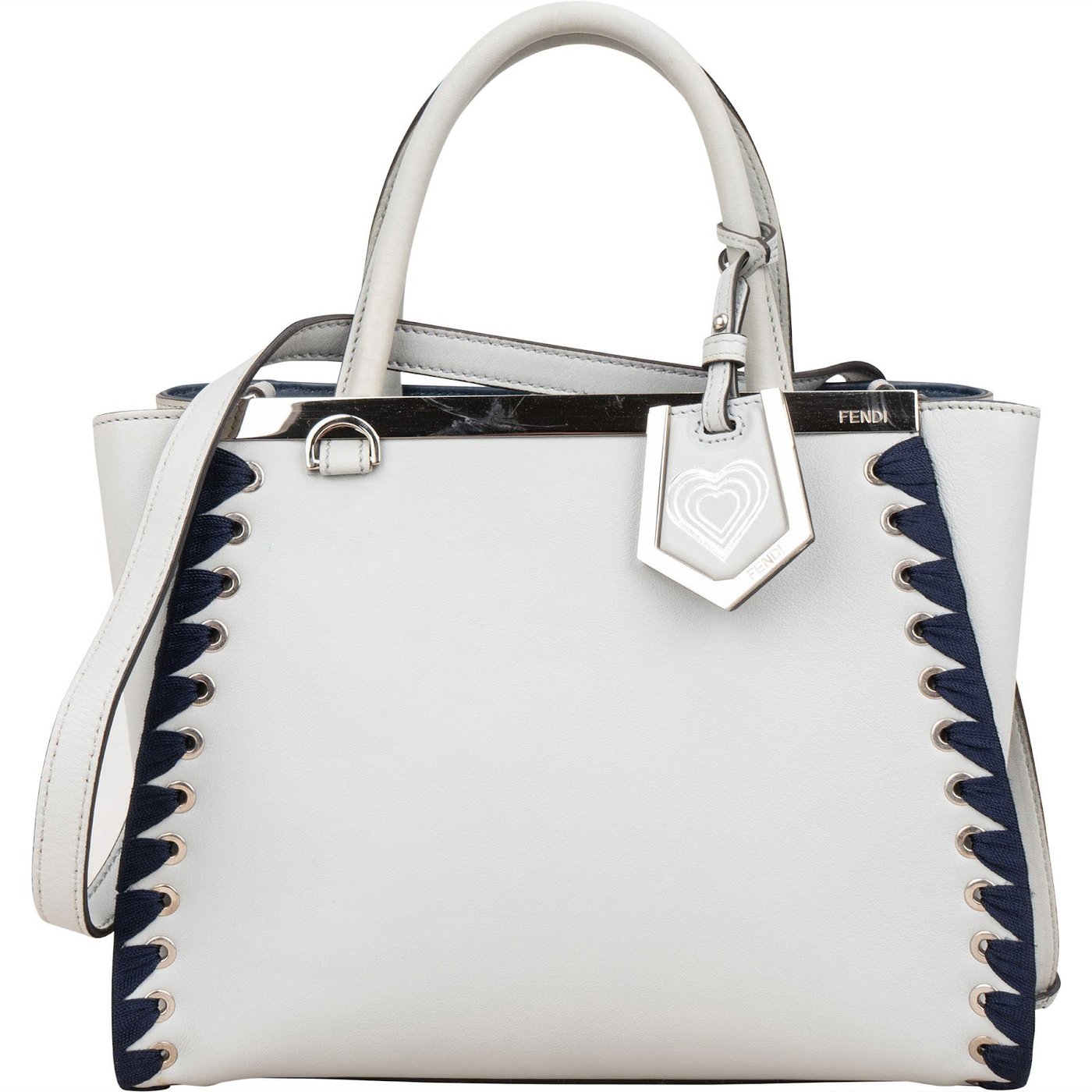 Fendi Light Blue Leather Whipstitch 2Jours Mini Handbag