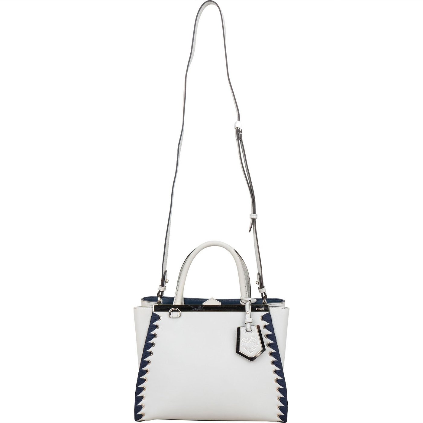 Fendi Light Blue Leather Whipstitch 2Jours Mini Handbag