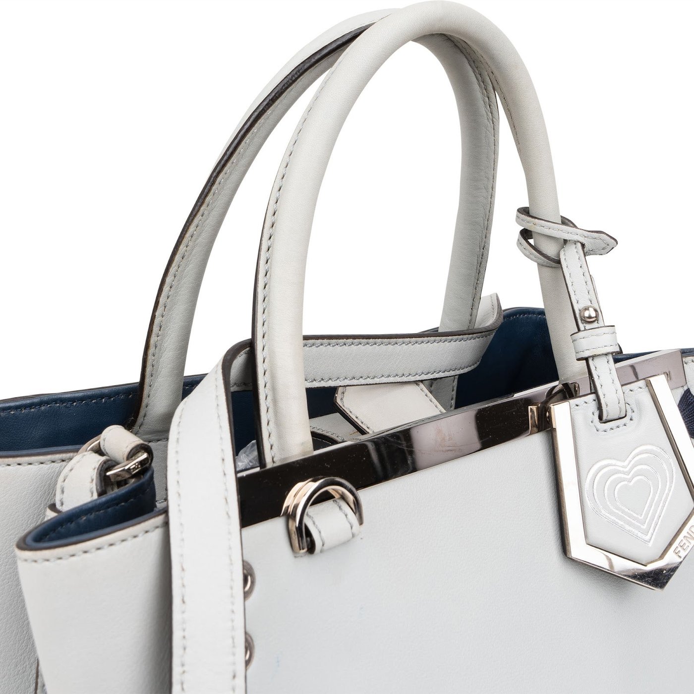 Fendi Light Blue Leather Whipstitch 2Jours Mini Handbag